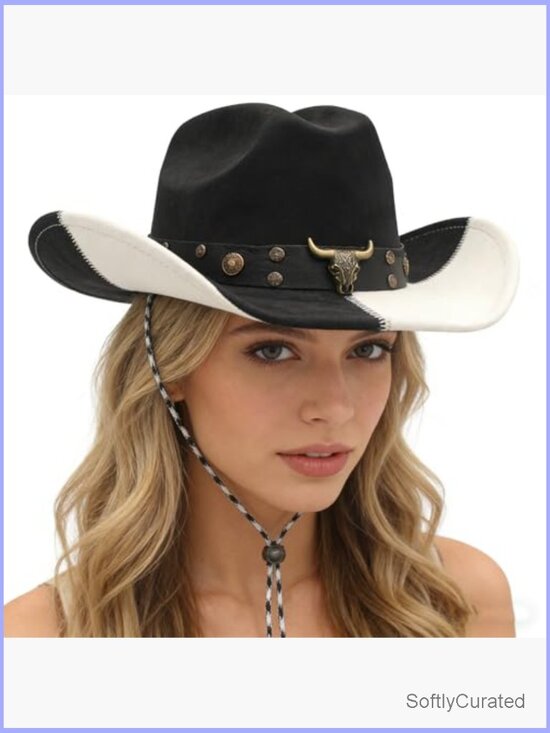 Wide Brim Cowboy Hat with Chinstrap Western Cowgirl Hat for Party